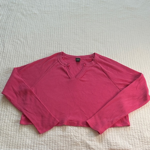 wild fable Tops - Wild Fable Pink Waffle Knit Long Sleeve Top